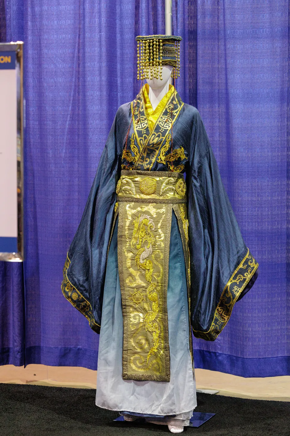 An exhibition costume on display at the h+h americas Cosplay Competition